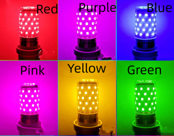 Led Color Bald Strong Color Light Corn Lamp E27E14 Screw Mouth Red Blue Green Pink Light Bulb (Option: Purple-12W E27)