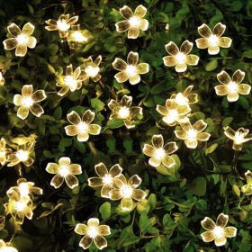 Solar Sakura Small Lantern String Light Outdoor Waterproof Courtyard Arrangement (Option: Warm White-Solar 9.5meters 50lights)