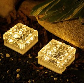 Solar Ice Cube Buried Lights Landscape Path Decoration (Option: Warm White-Small)