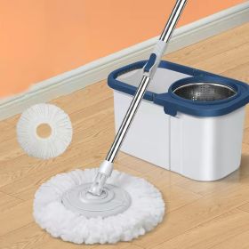 Rotary Mop Hand Free Household One Clean Flat Absorbent Mop (Option: Blue-Bucket 2mop bar 10mop heads)