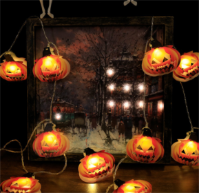 Halloween Battery Remote Control USB LED String Lights (Option: New pumpkin-2meters 10lights warm white)