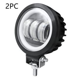 Fog Light With Aperture Angel Eye Motorcycle Spotlight Off-road Vehicle (Option: Yellow-Round-2PCS)