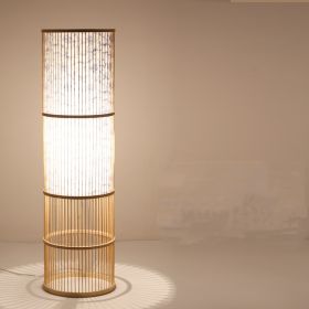 Tea Room Bamboo Woven Table Lamp Study Night Light Adjustable Light Warm Zen Bedside Lamp (Option: Floor lamp Type C-Push button switch)