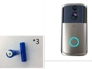 WiFi Video Doorbell Camera (Option: Silver and three batteries)