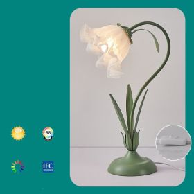 Bedside Flower Minimalist Creative Lily Of The Valley Flower Desk Lamp (Option: Green-Three tone light-220V US)