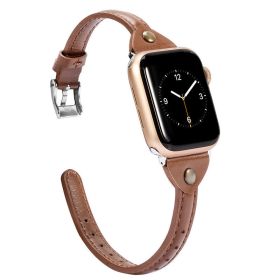 Leather Premium Watch With Small Waist (Option: Brown to silver buckle-42mm44mm45mm)