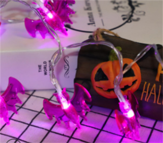 Halloween Battery Remote Control USB LED String Lights (Option: Purple bat-2meters 10lights white)