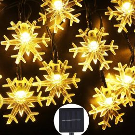 LED Solar Snowflake Light String Garden Christmas Tree Decoration (Option: Warm snowflakes-7meters 50lights with eight)