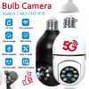 5G Wifi E27 Bulb Surveillance Camera Night Vision Full Color Automatic Human Tracking 4X Digital Zoom Video Security Monitor Cam