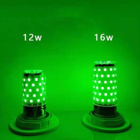 Led Color Bald Strong Color Light Corn Lamp E27E14 Screw Mouth Red Blue Green Pink Light Bulb (Option: Green-12W E27)