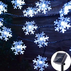 LED Solar Snowflake Light String Garden Christmas Tree Decoration (Option: White snowflakes-9.5meters 50lights with two)